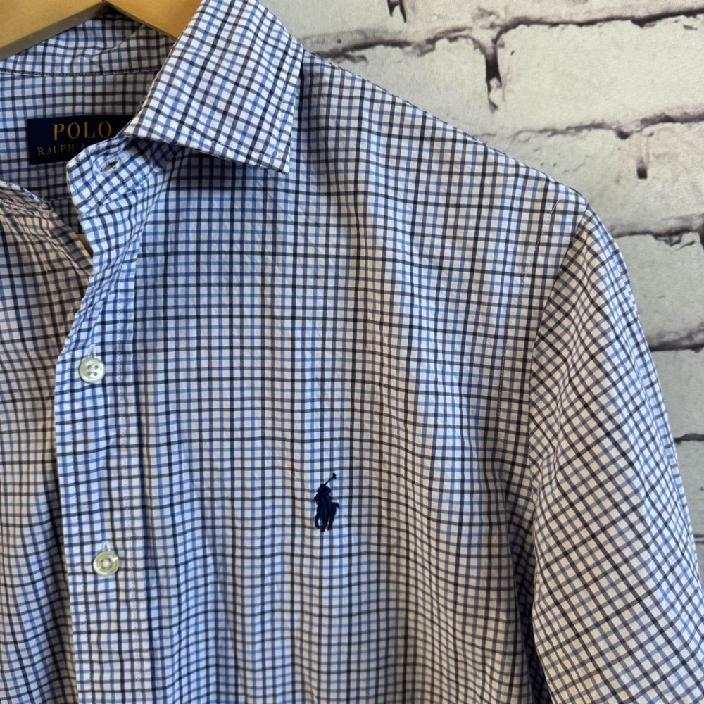 Polo Ralph Lauren Blue Checkered Button Down SZ M - Picture 3 of 4